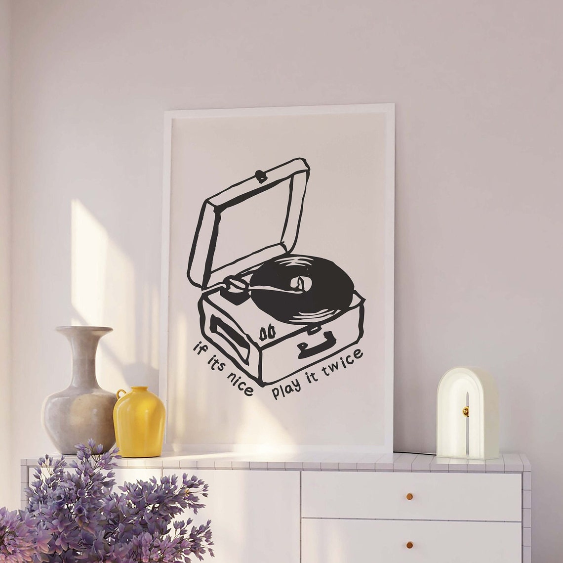Record Player Play It Twice Music Quote Poster for Vinyl Lovers - Image 3