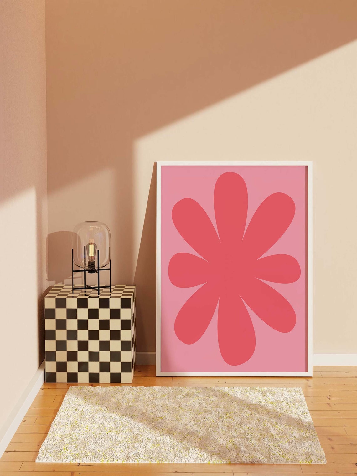 Bold Pink Daisy Floral Retro Pop Art Minimal Trendy Wall Poster - Image 6