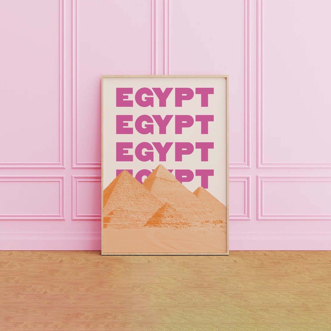 Egypt Pyramids Poster with Orange Pyramids and Pink Bold Typography - Image 2
