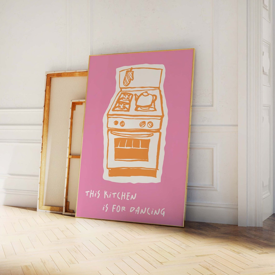 This Kitchen Is For Dancing Print Art Pink Kitchen Decor Cute Kitchen Disco Poster Trendy Wall Art - Image 4