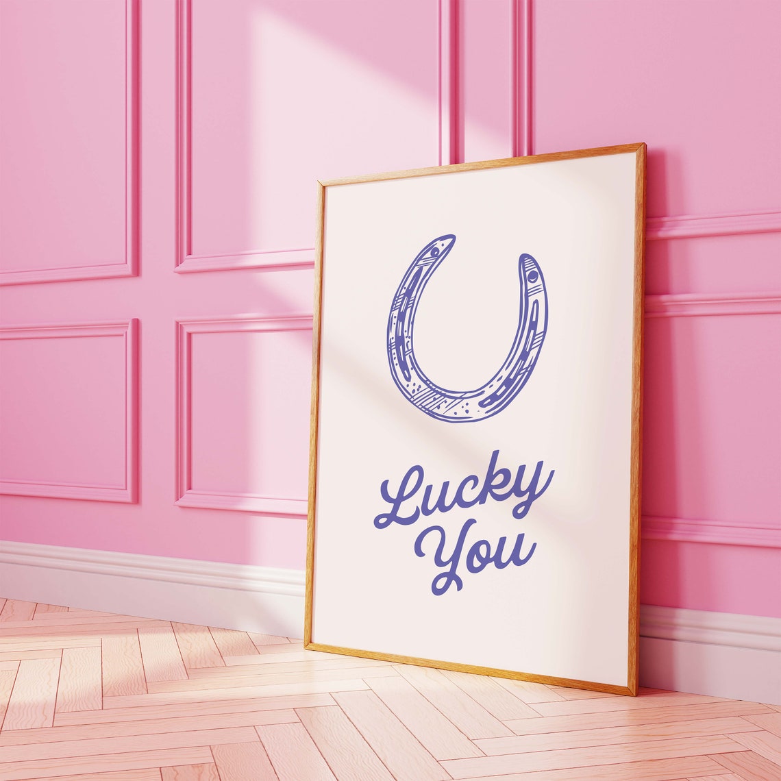 Lucky You Horseshoe Purple Script Western Good Luck Art Poster - Image 4