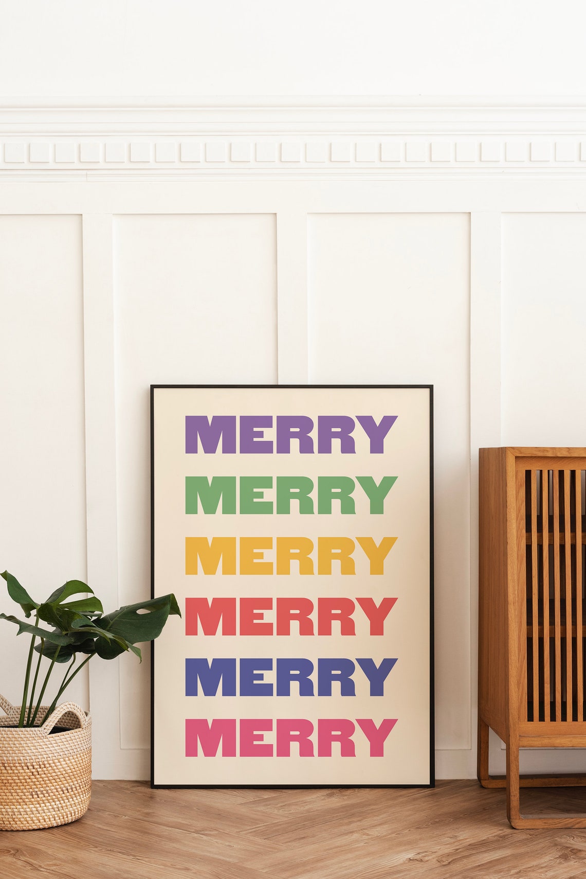 Merry Christmas Repeated Colorful Retro Typography Art Poster - Image 6