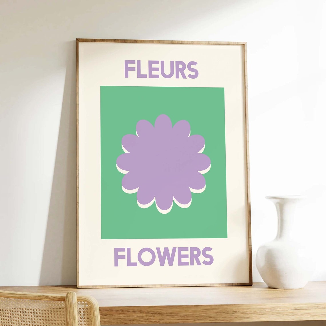 Fleurs Flowers Print Art Purple Flower Wall Art Cute Trendy Wall Art - Image 5