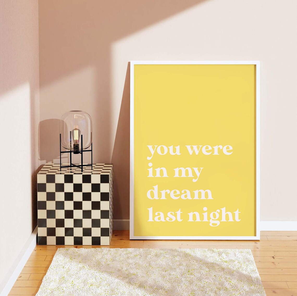You Were In My Dream Last Night Quote Yellow Typography Poster - Image 3