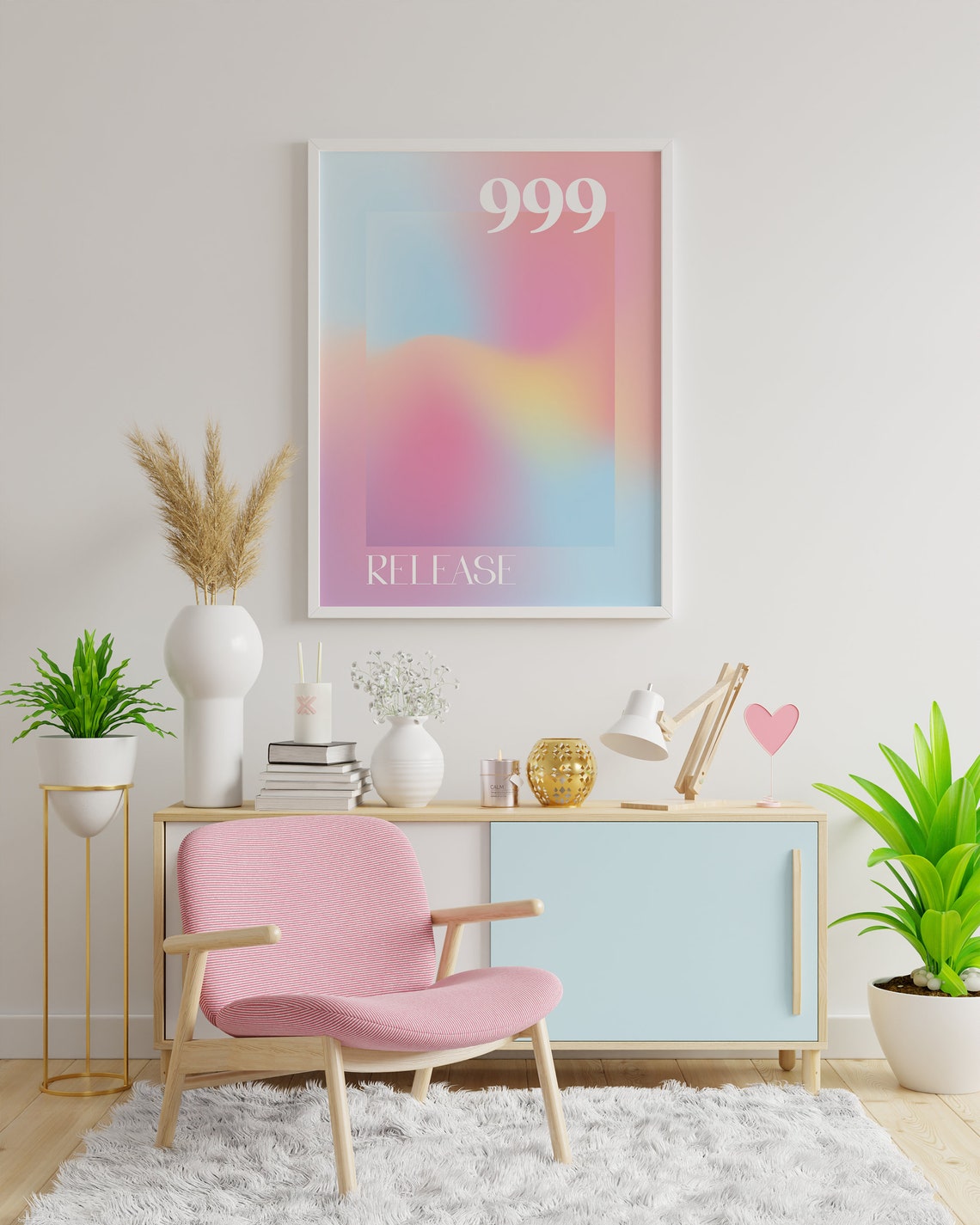 Angel Number 999 Release Poster with Pastel Aura Gradient Design - Image 3