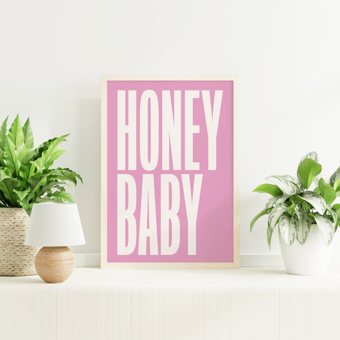 Honey Baby Bold Cream Typography Pink Background Modern Quote Poster - Image 6