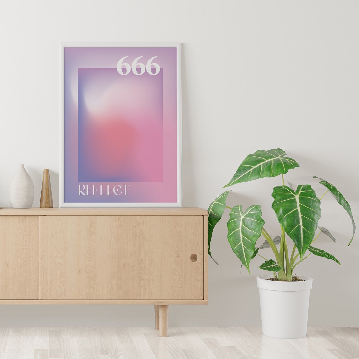 Angel Number 666 Reflect Poster with Pastel Aura Gradient Design - Image 4