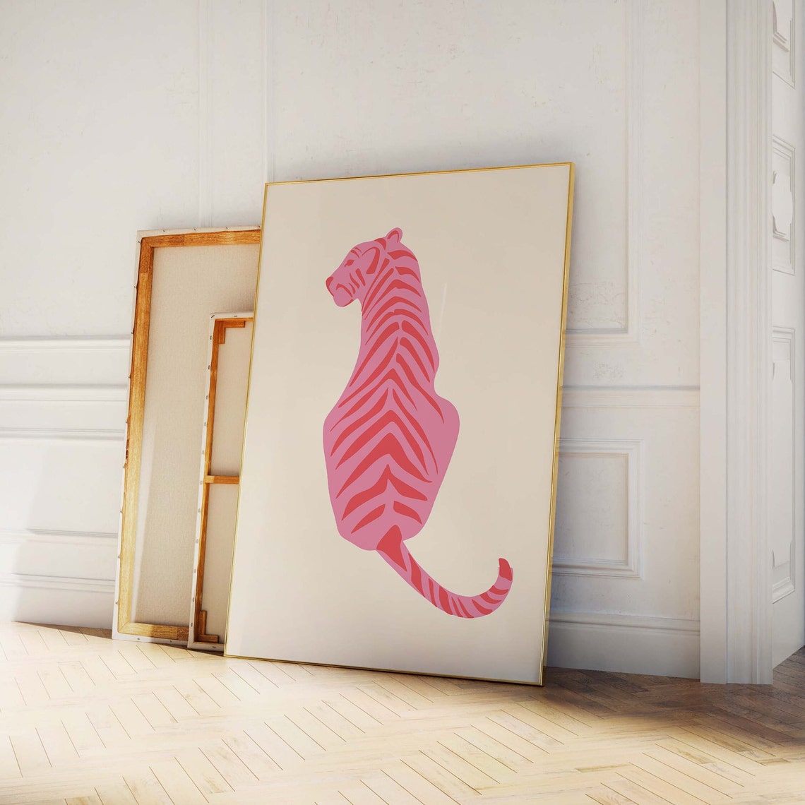 Pink Tiger Silhouette Minimalist Retro Animal Pop Art Poster - Image 4