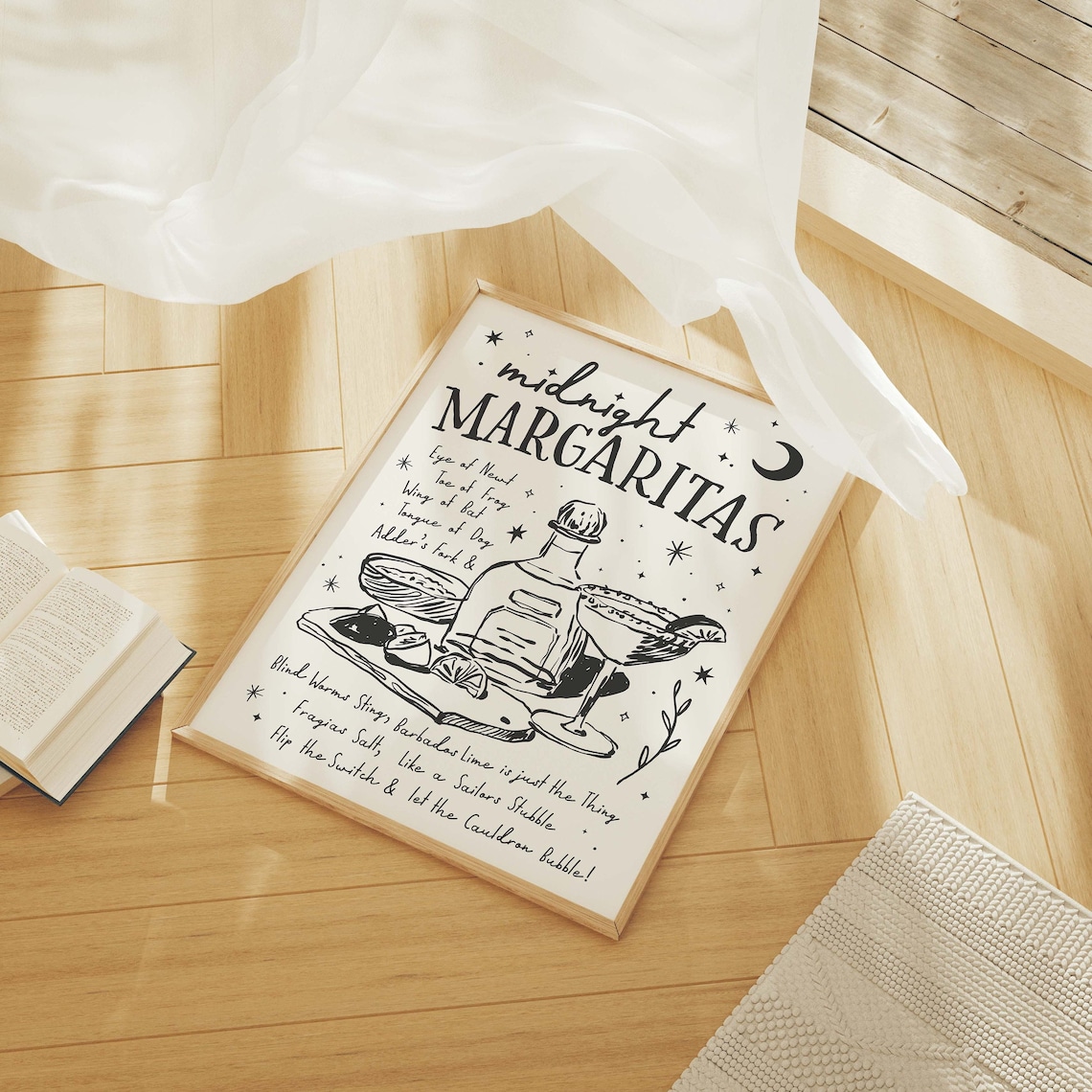 Midnight Margaritas Witchy Cocktail Recipe Art Poster for Kitchen Decor - Image 3