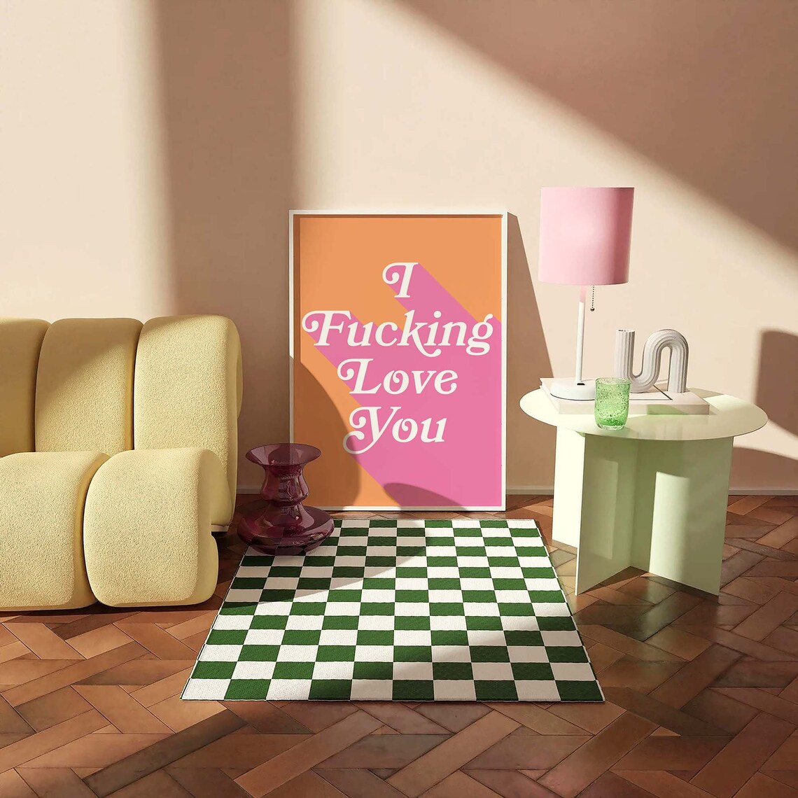 I Fucking Love You Orange Pink Retro Bold Typography Love Poster - Image 3