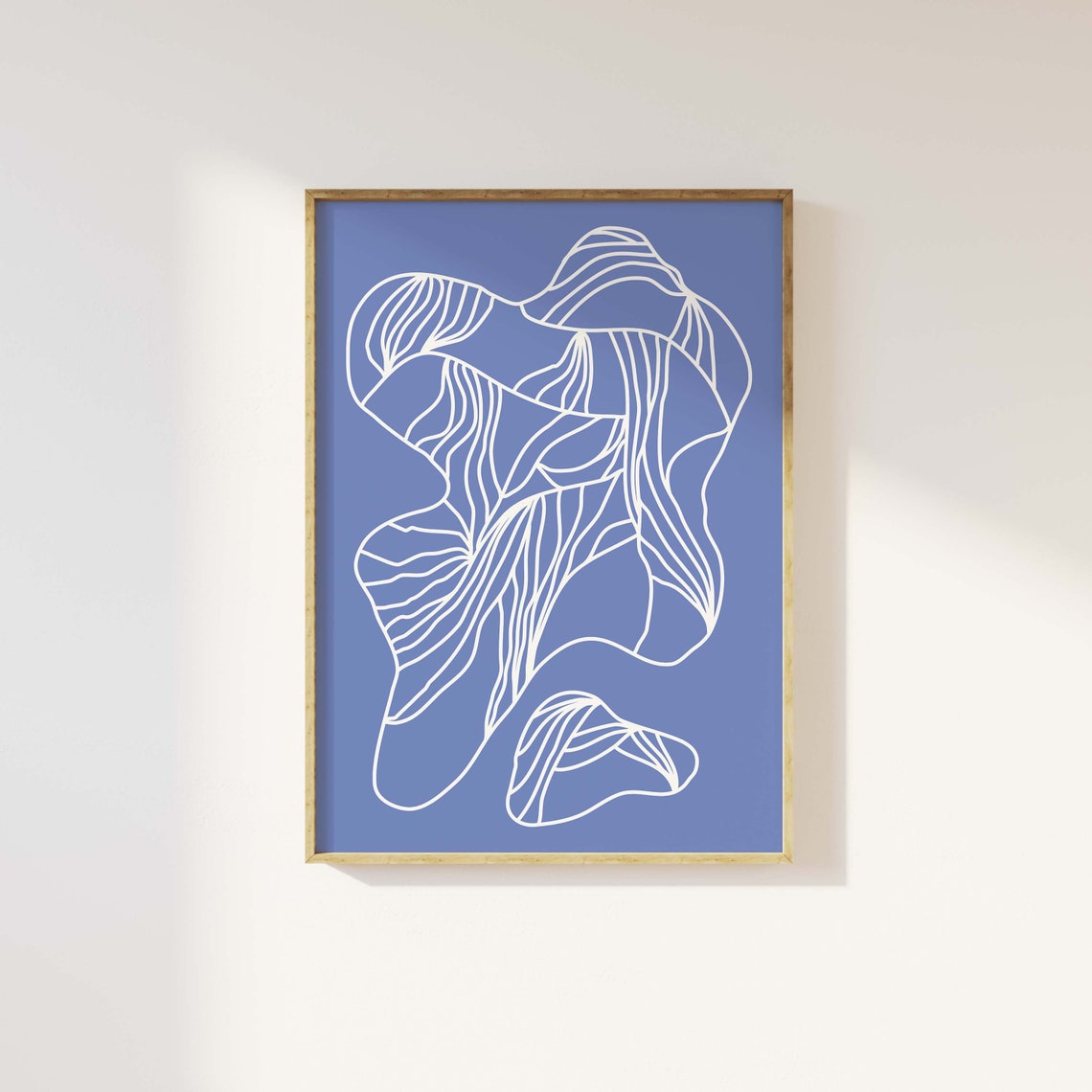 Blue White Abstract Organic Line Drawing Minimalist Poster For Home - Image 3