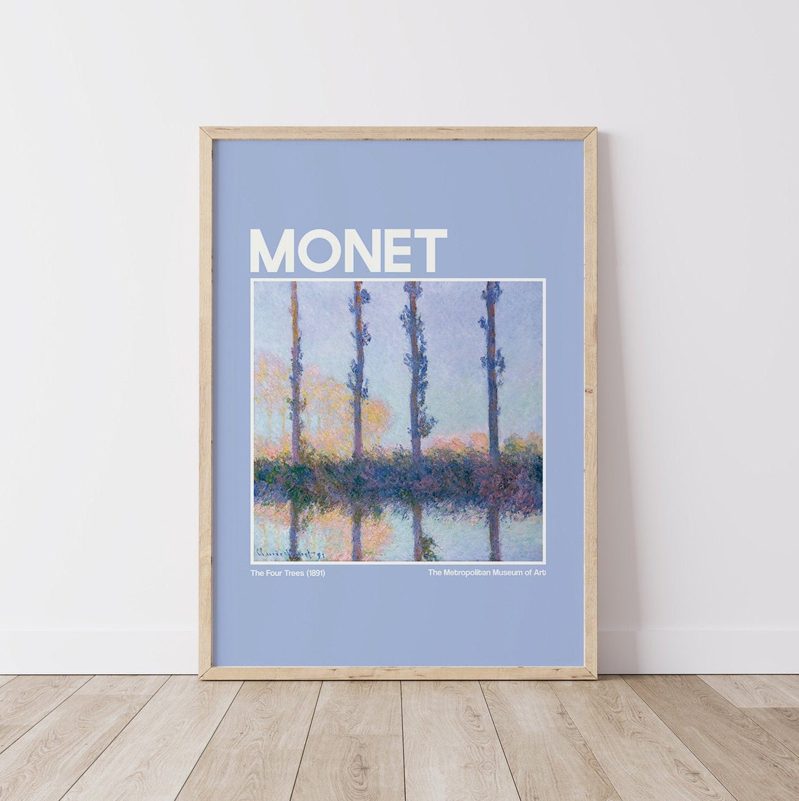 Monet The Four Trees Blue Exhibition Poster Impressionist Met Art - Image 3