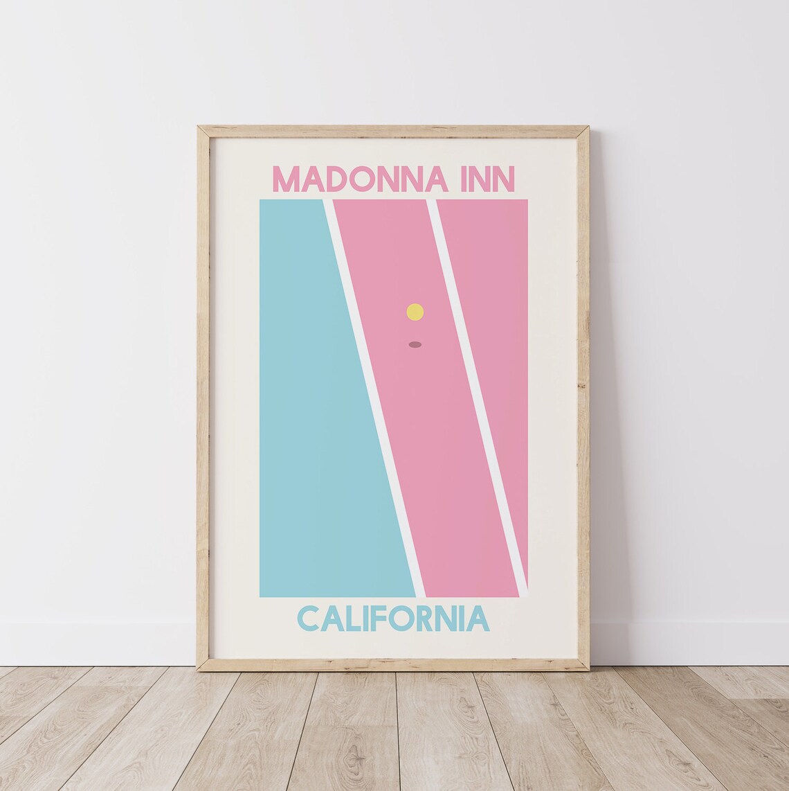 Madonna Inn California Pastel Tennis Court Pink Blue Art Poster - Image 4