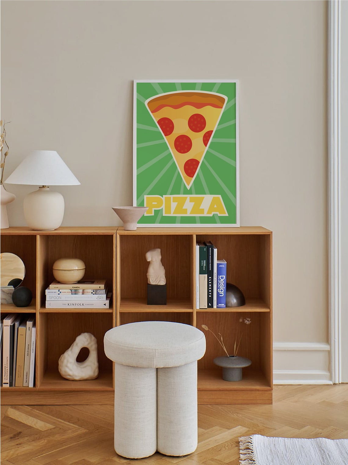 Pizza Print Art Green Kitchen Decor Retro Pizza Poster Cute Food Kitchen Art - Image 3