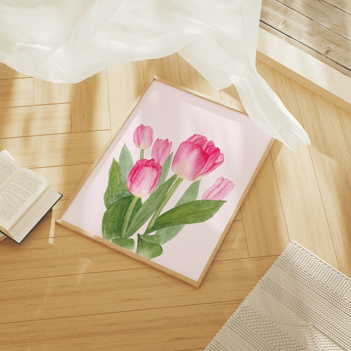 Tulips Print Art Cute Floral Art Print Colorful Flowers Wall Art Trendy Easter Decor Spring Wall Decor - Image 3
