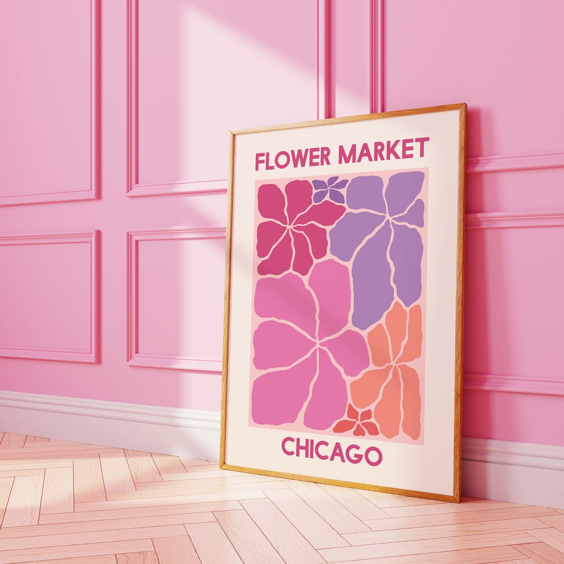 Flower Market Chicago Pink Purple Orange Abstract Bloom Poster - Image 2
