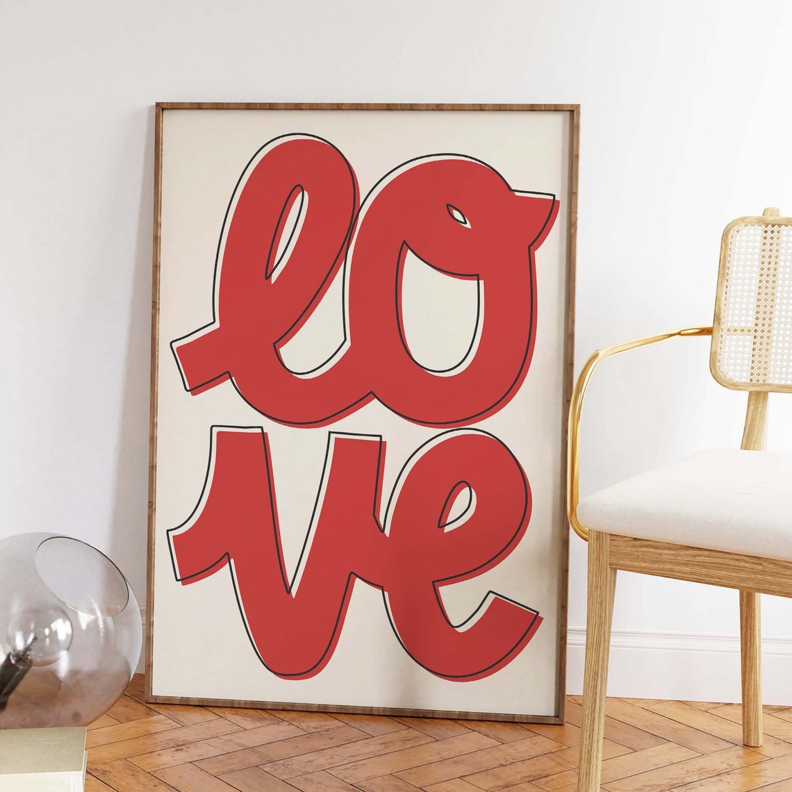 Love Print Art Valentines Day Decor Red Wall Art Trendy Valentines Cute Love Print - Image 2