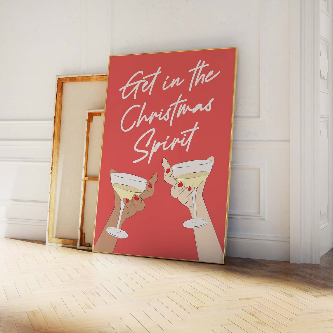 Get in the Christmas Spirit Champagne Toast Holiday Party Poster - Image 4