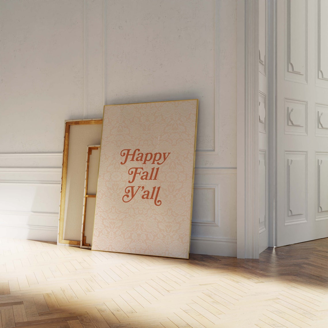 Happy Fall Yall Retro Script Autumn Quote Pattern Wall Decor Poster - Image 3