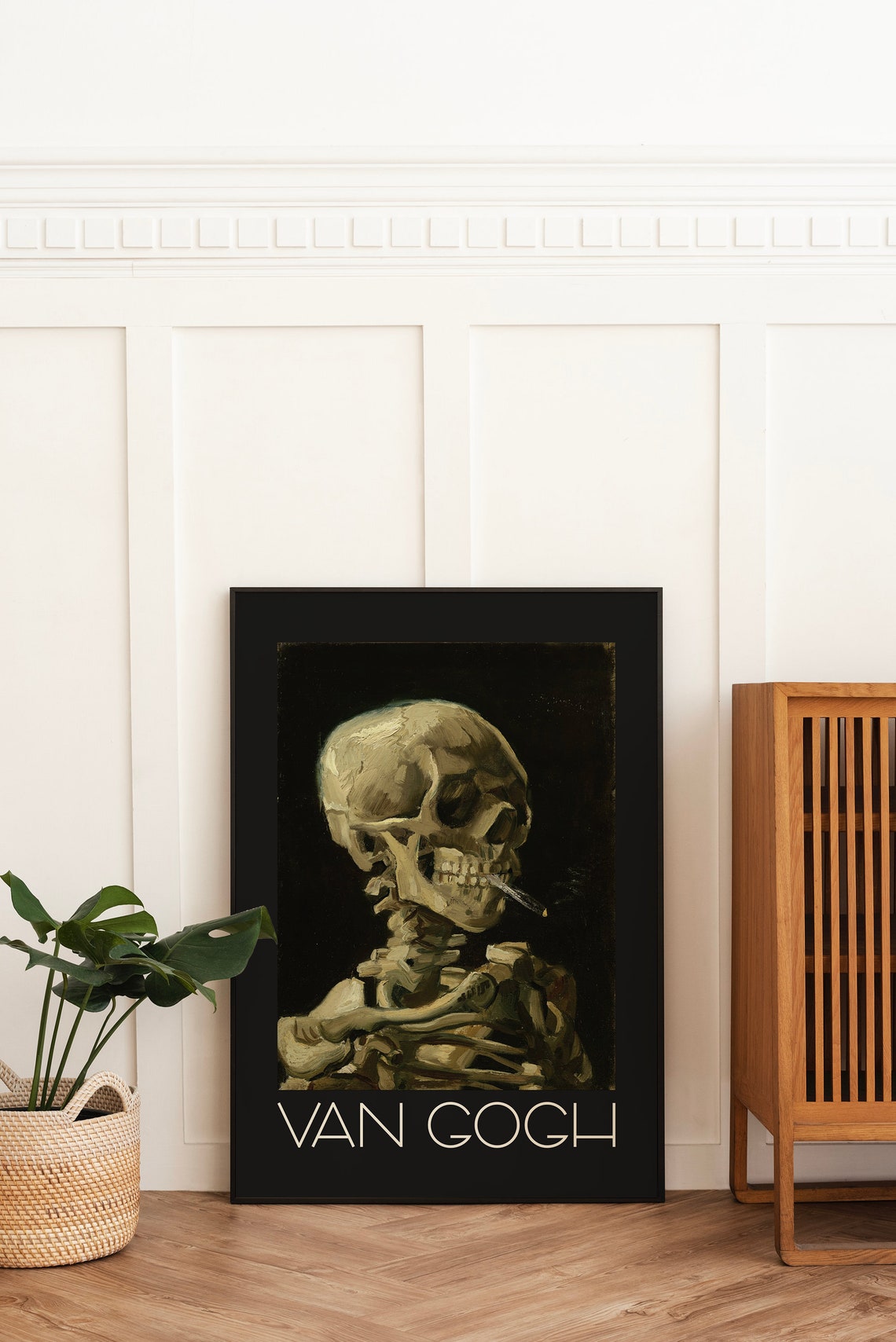 Van Gogh Skeleton With Cigarette Skull Dark Vintage Art Poster - Image 3