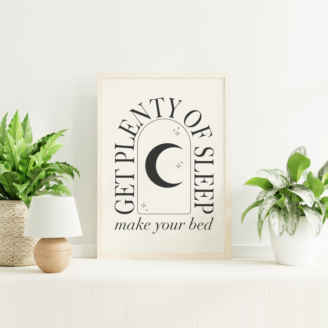 Get Plenty Of Sleep Make Your Bed Moon Night Quote Art Poster - Image 3