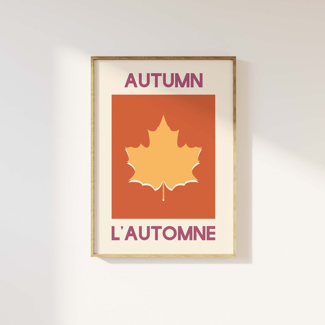 Autumn L Automne Maple Leaf Orange Bilingual French Fall Poster - Image 5
