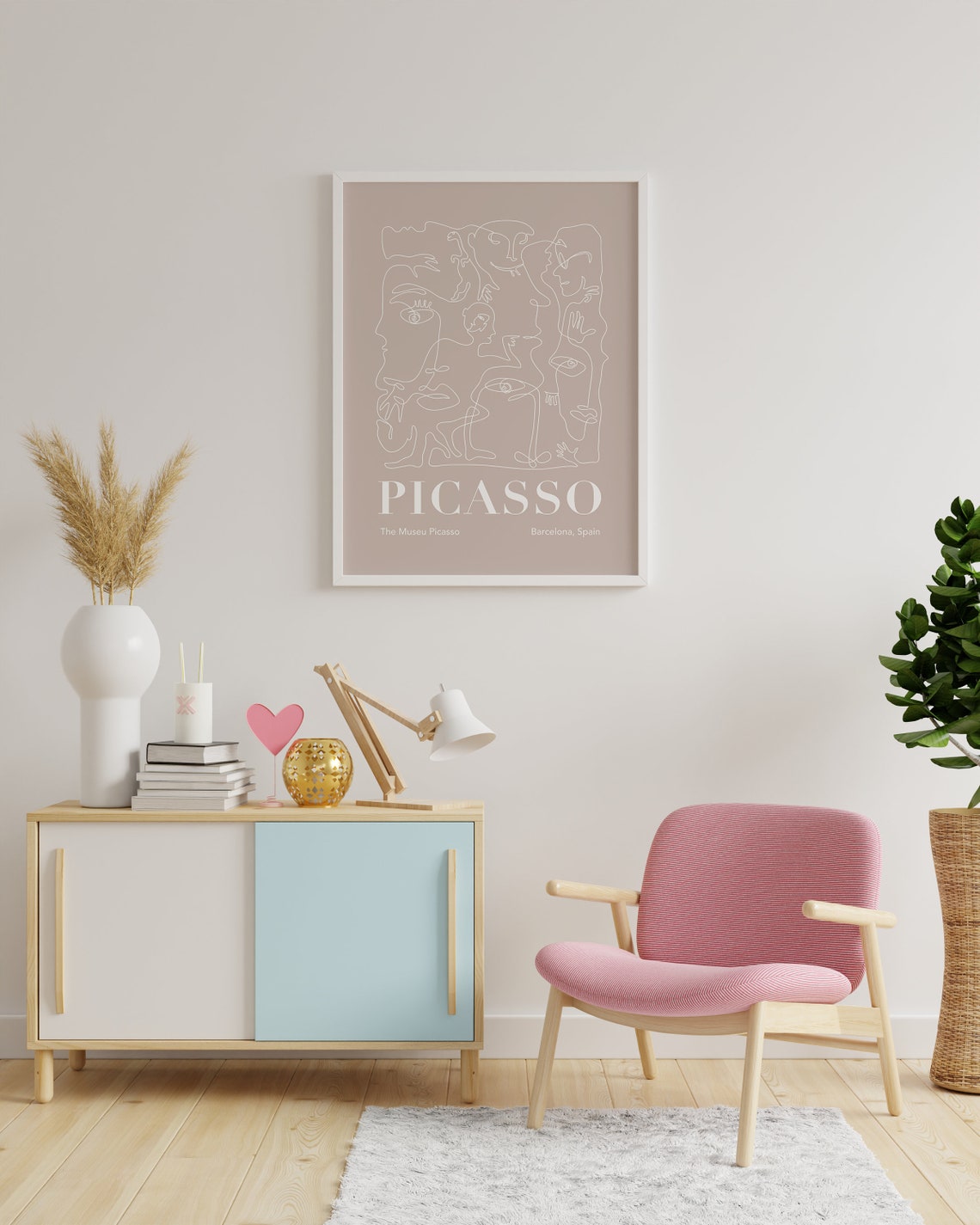 Picasso Line Drawing Print Art Abstract Neutral Beige Picasso Art Cute Trendy Wall Art - Image 5