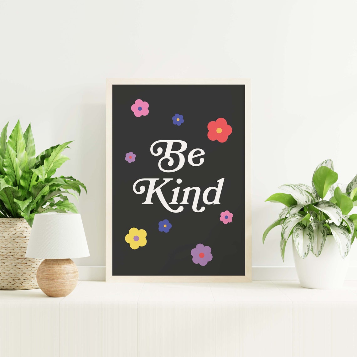 Be Kind Print Art Black Retro Kindness Art Cute Wall Art Trendy Art Print - Image 6