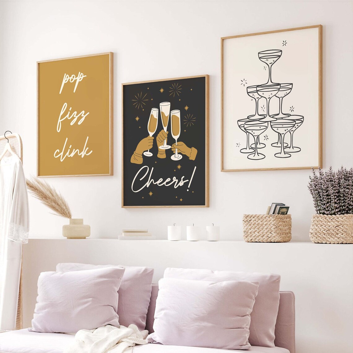 Ten Piece New Year Eve Gallery Wall Set Black Gold Party Poster - Image 2
