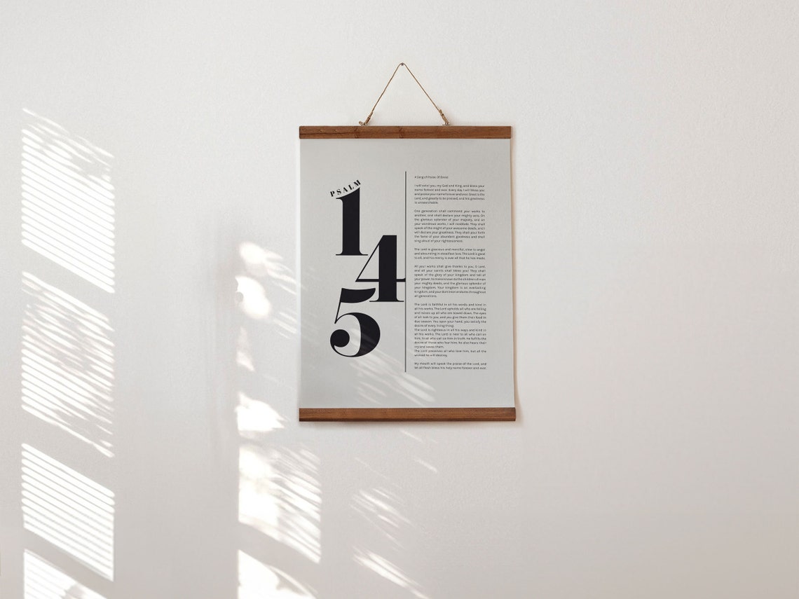 Psalm 145 Full Chapter Bold Black Numeral Typography Bible Poster - Image 4