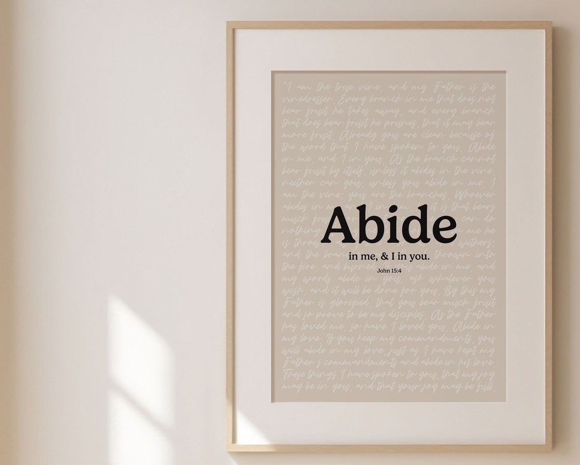 John 15 4 Abide In Me Vine And Branches Layered Scripture Poster - Image 4