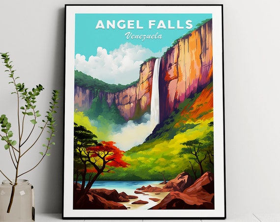 Angel Falls Travel Poster, Venezuela South America