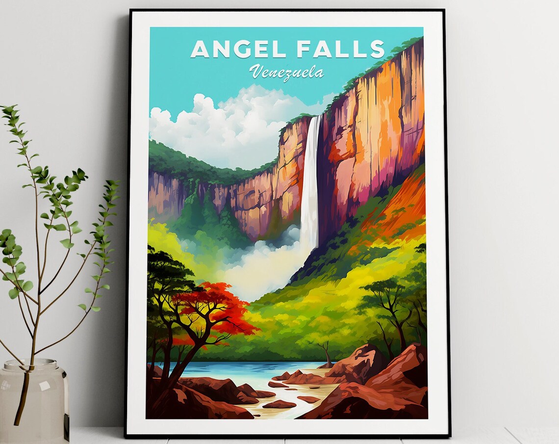 Angel Falls Travel Poster, Venezuela South America