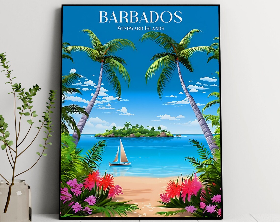 Barbados Travel Poster, Windward Islands Art Print - Image 3