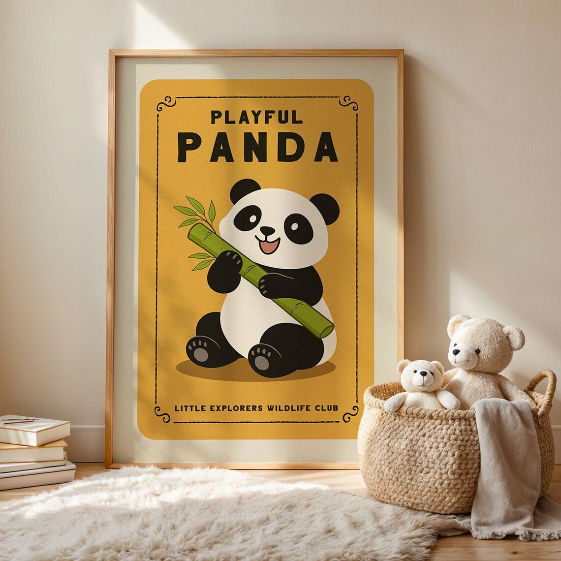 Playful Panda Nursery Decor, Animal Art Print