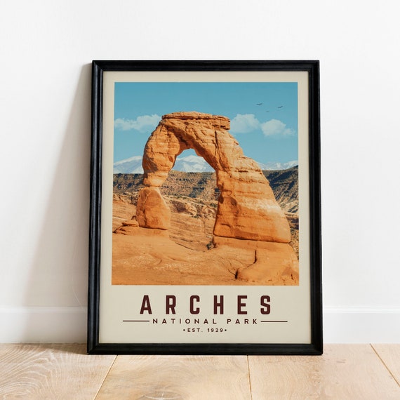 Arches National Park Print Minimalist Poster Vintage Camping Decor For Hiking