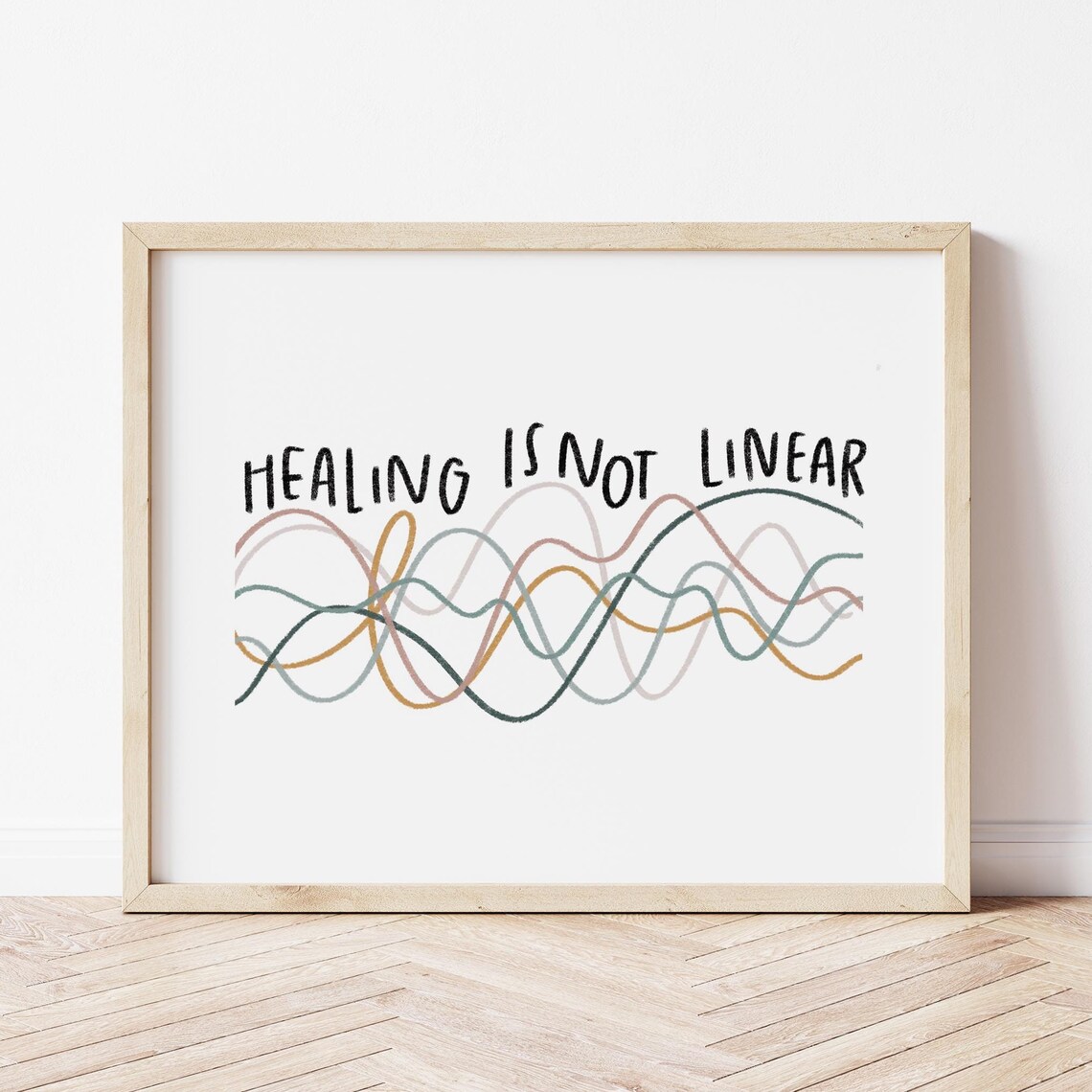 Healing Is Not Linear Art Print, Mental Health Poster