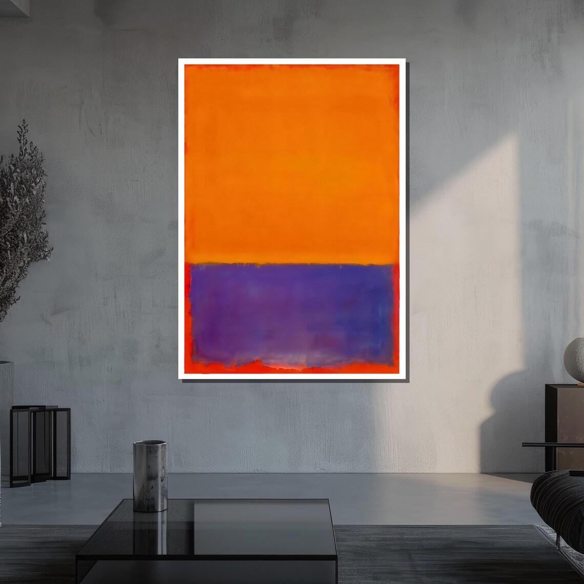 Bold Orange and Purple Color Field Abstract Poster for Modern Homes - Image 3
