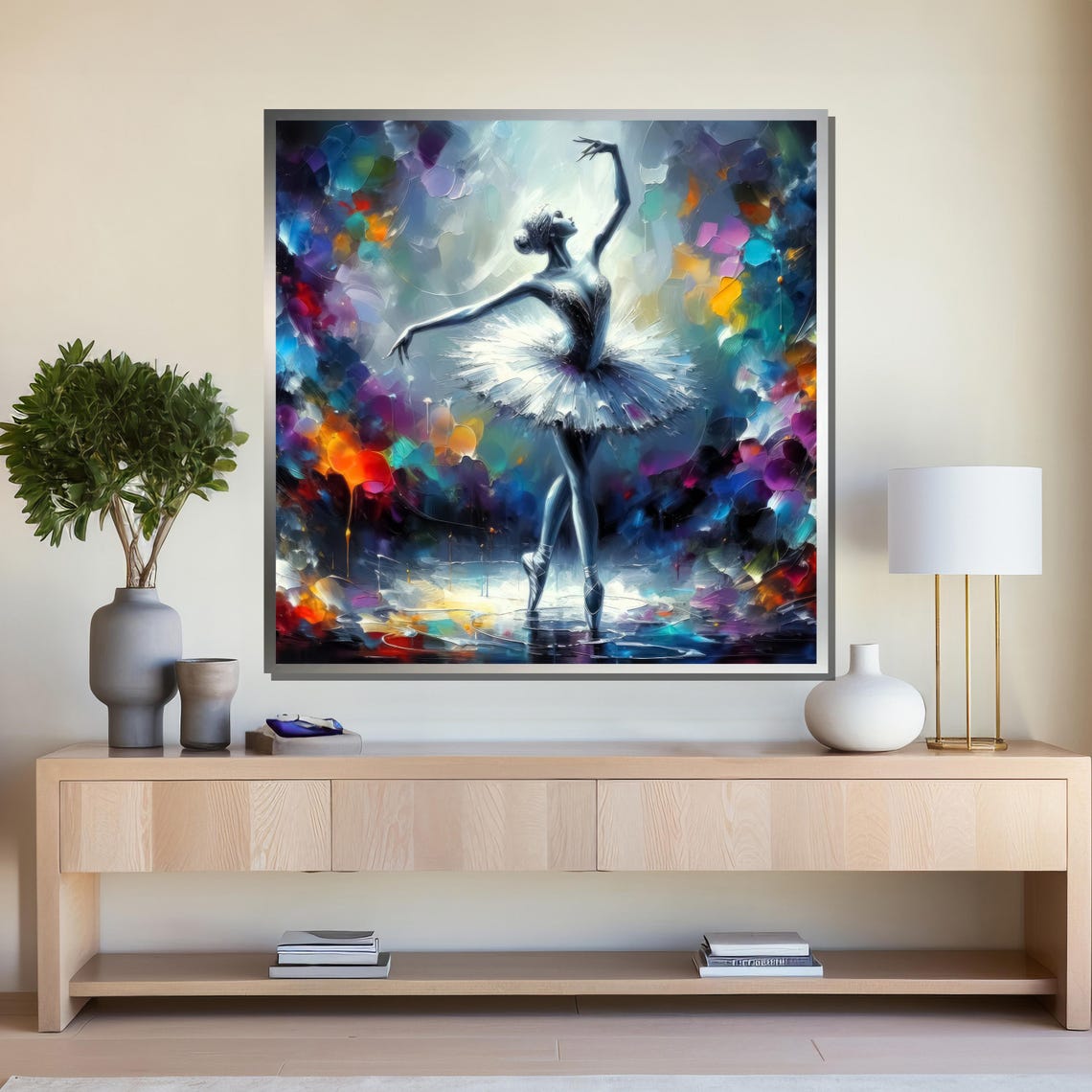 Modern Ballerina Art Colorful Abstract Dance Wall Decor For Living Room - Image 4