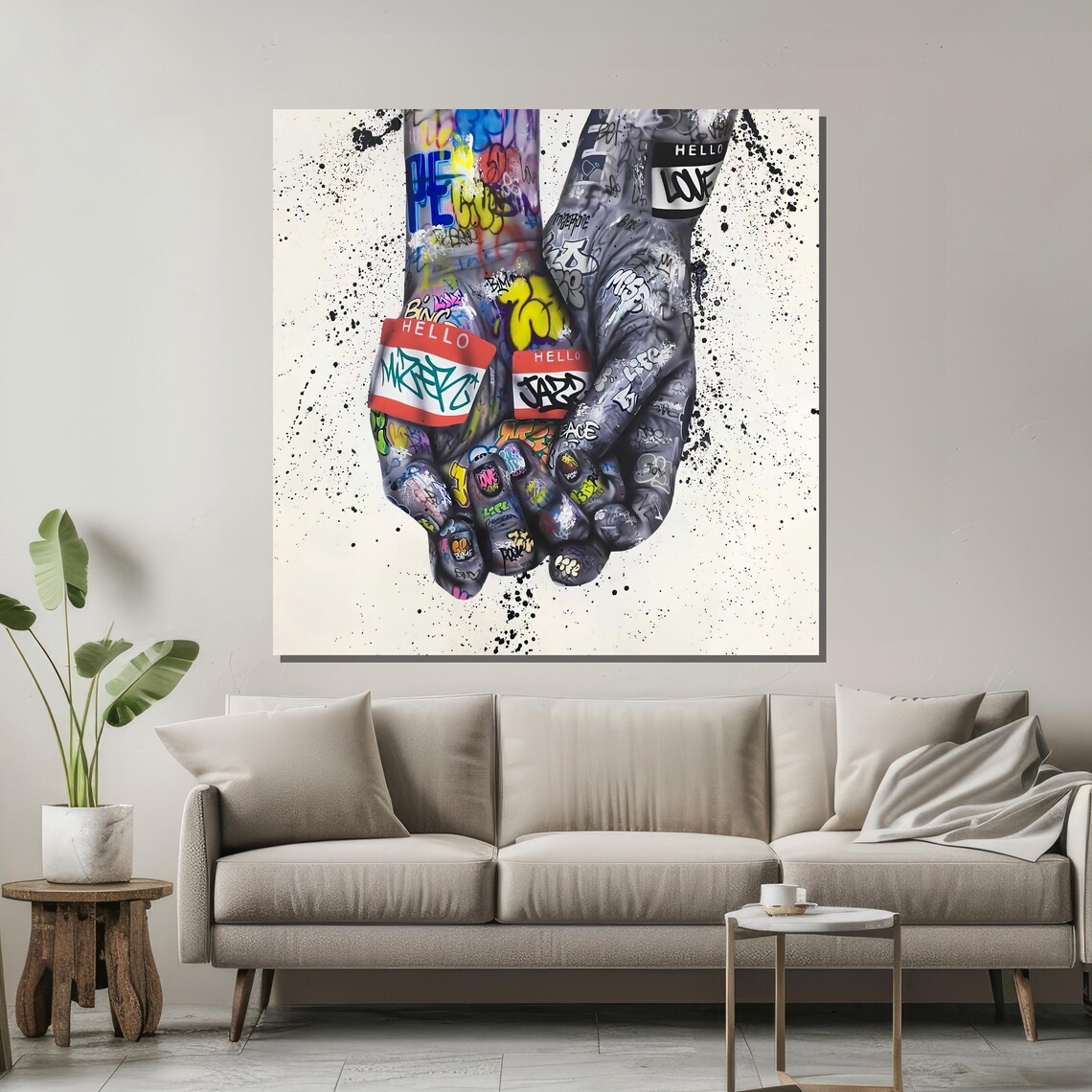 Two Hands With Graffiti Tattoos Holding Each Other Street Art Poster - Image 2