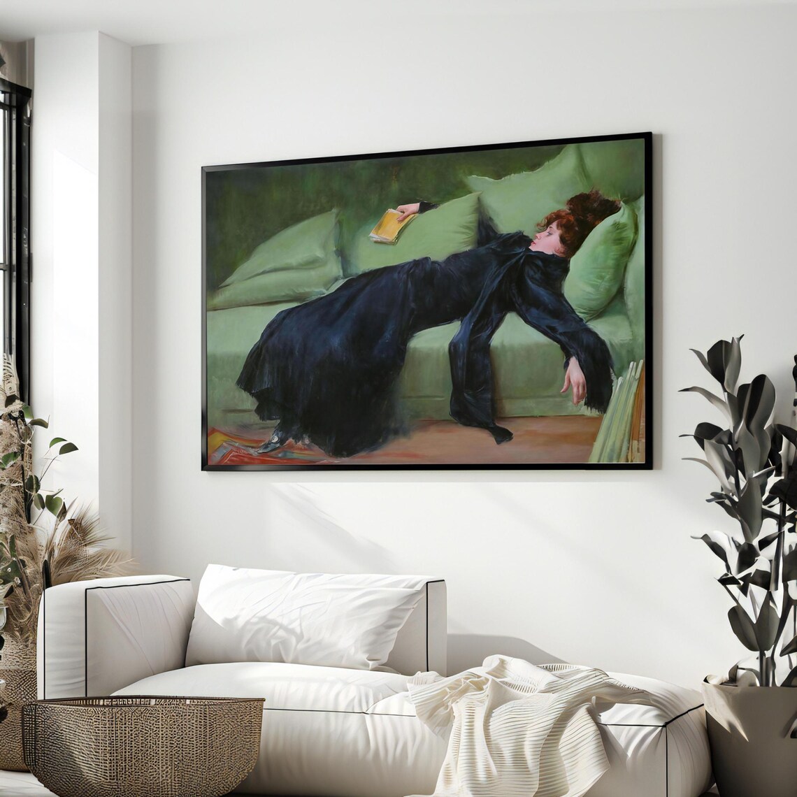 Ramon Casas Decadent Young Woman Reclining on Sofa 1899 Art Poster