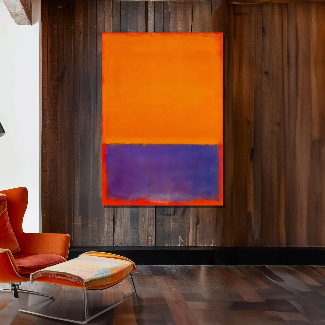 Mark Rothko Inspired Print Bold Orange And Purple Color Block Art For Modern Home Interiors - Image 2