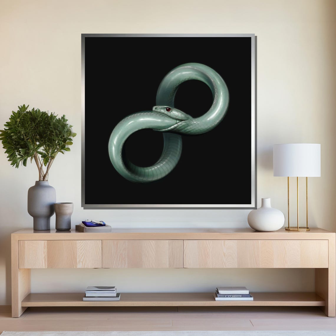 Jade Green Ouroboros Snake Infinity Symbol Moody Dark Poster - Image 4