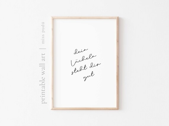 German Quote Dein Lächeln Steht Dir Gut Smile Minimalist Script Wall Art