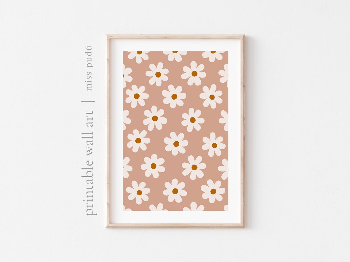 Abstract Wildflower Terracotta Daisy Bohemian Pattern Poster
