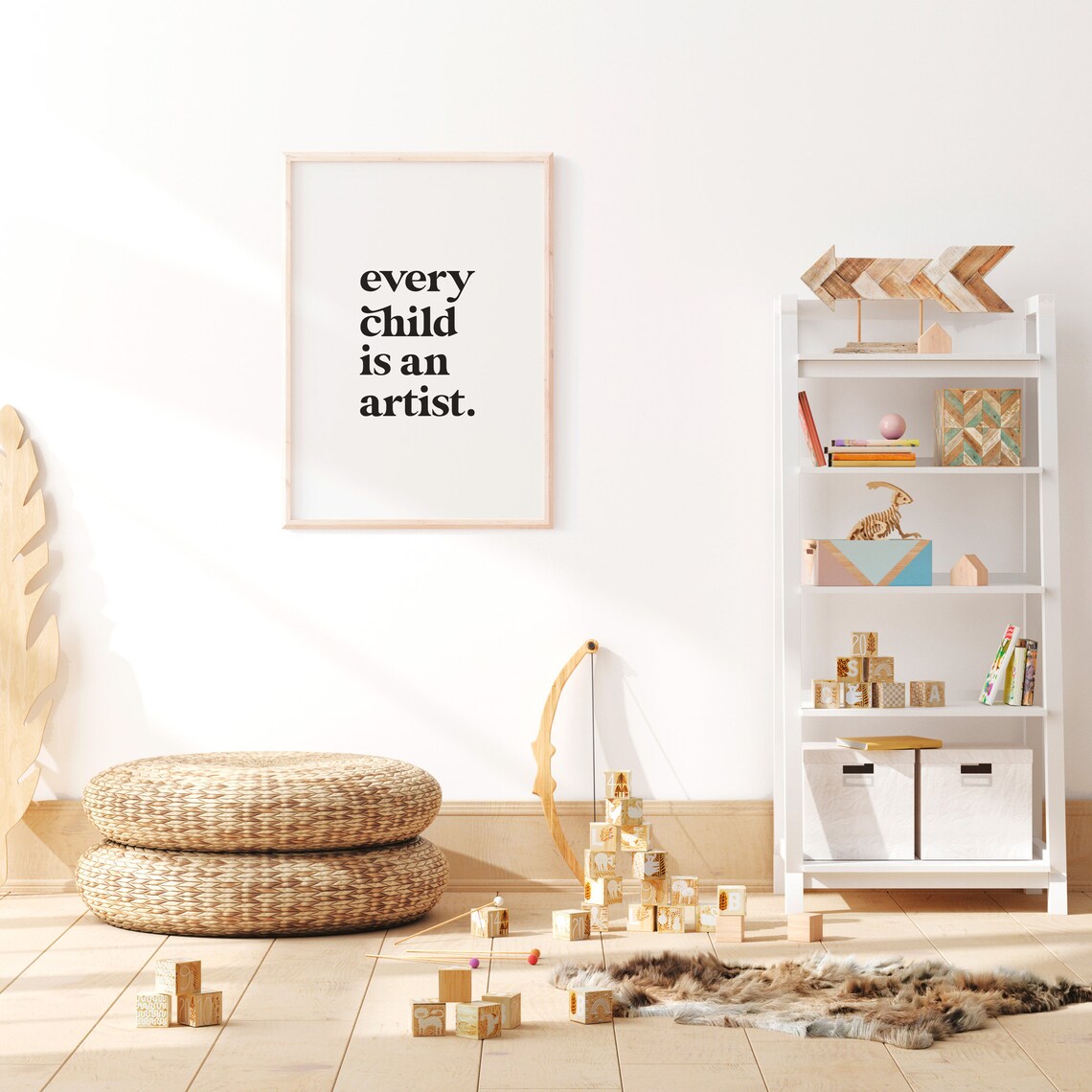 Every Child Is An Artist Bold Typography Kids Room Quote Wall Art - Image 2