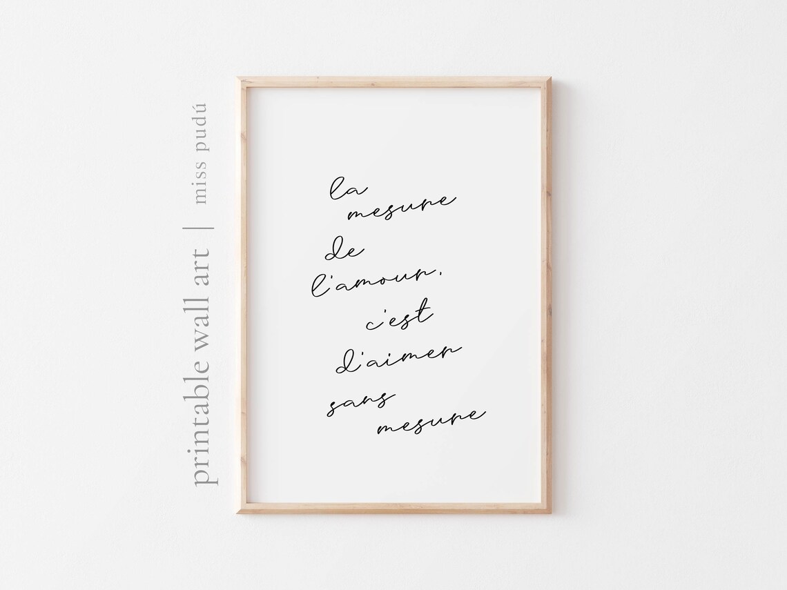 La Mesure De Lamour French Love Quote Art Print