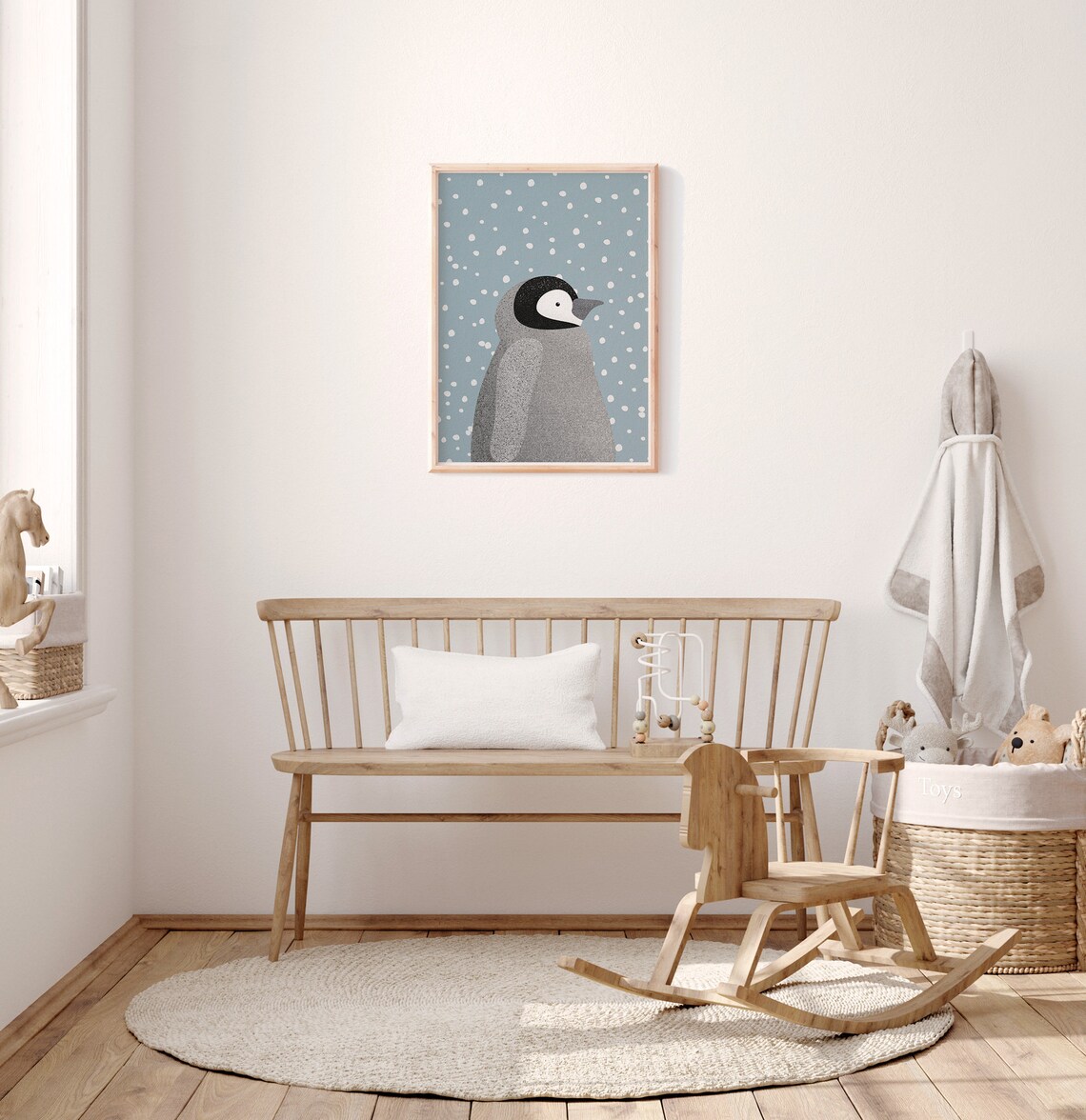 Baby Penguin Snow Illustration, Modern Nursery Art Print - Image 2