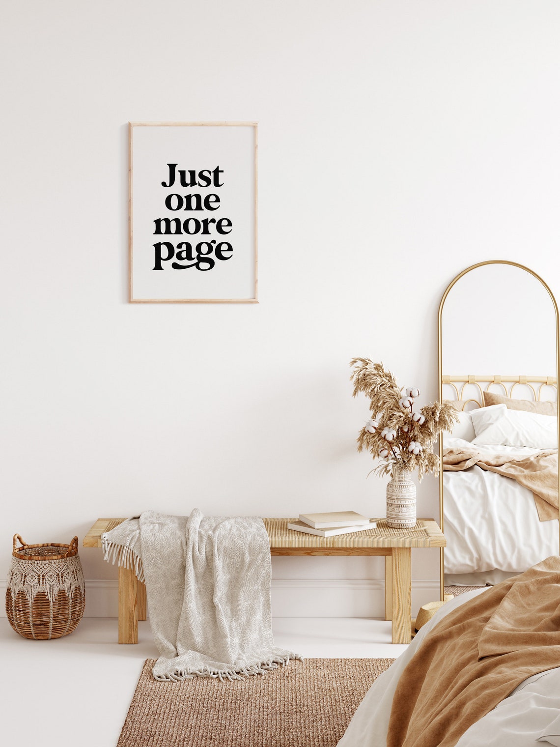 Just One More Page Book Lover Reading Nook Quote Poster Decor - Image 2