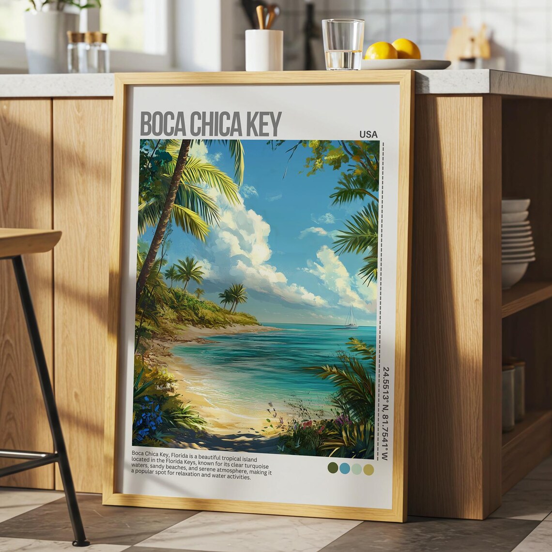 Boca Chica Key Florida Tropical Beach Palm Trees Ocean Poster - Image 7